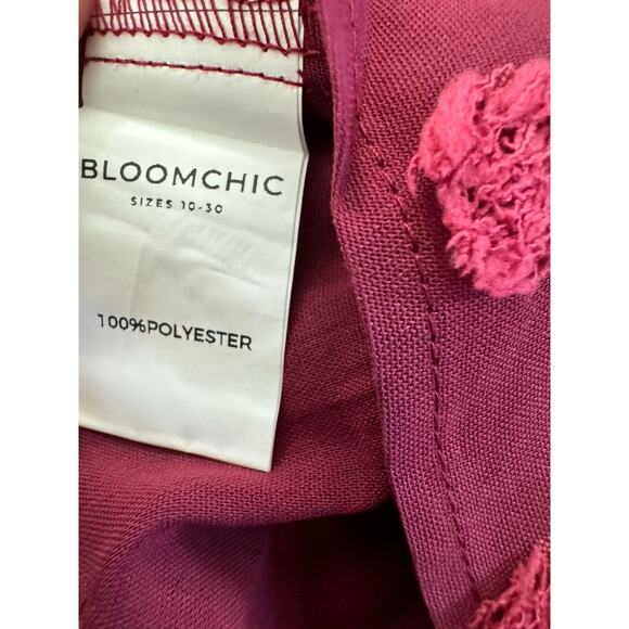 NWT BLOOMCHIC 14 16 Burgundy Tunic Top Balloon Sleeve 3D Flower Poofs #3656 - Picture 11 of 15